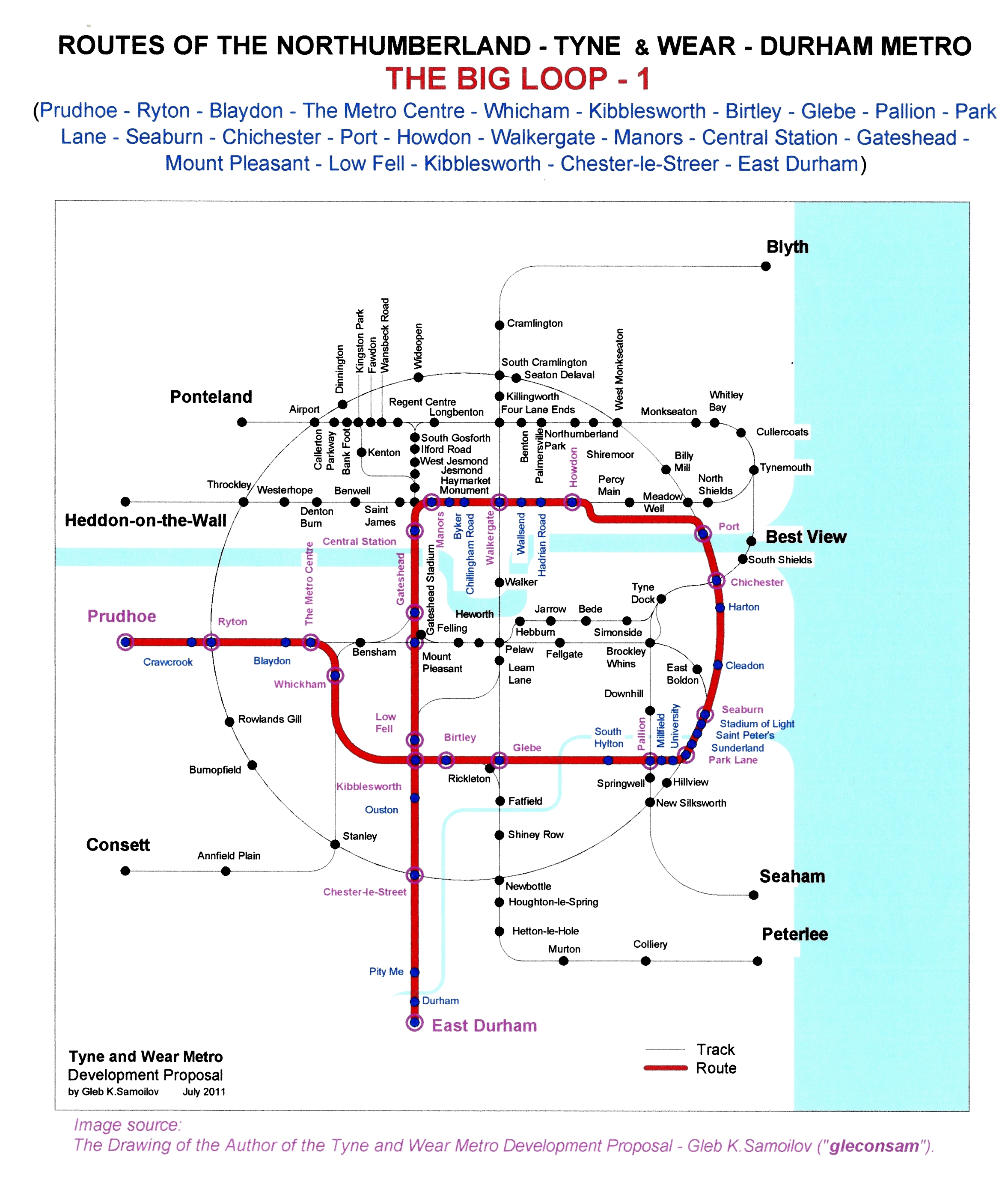 The Tyne and Wear Metro. Developed network routes. The BIG LOOP -1