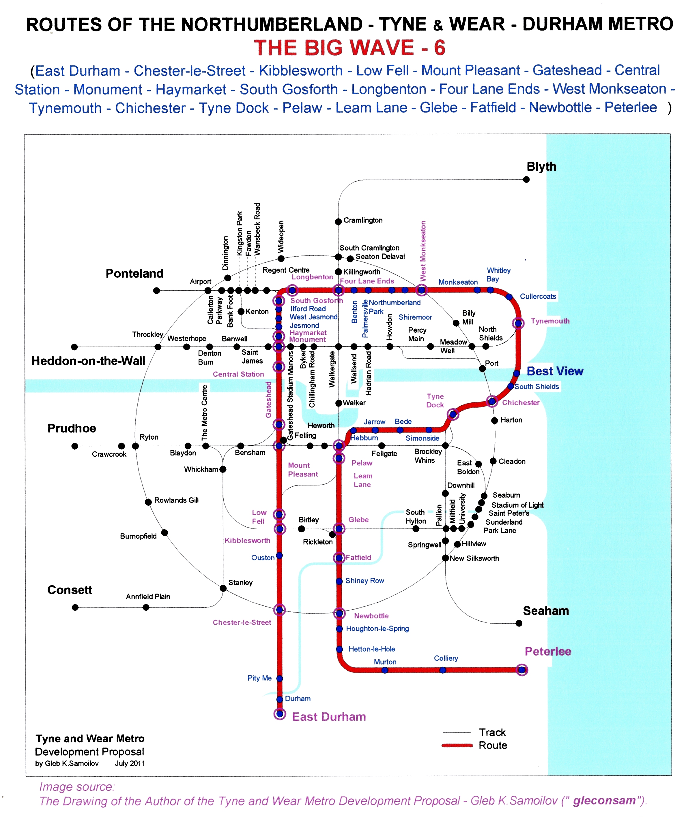 The Tyne and Wear Metro. Developed network routes. The BIG WAVE-6