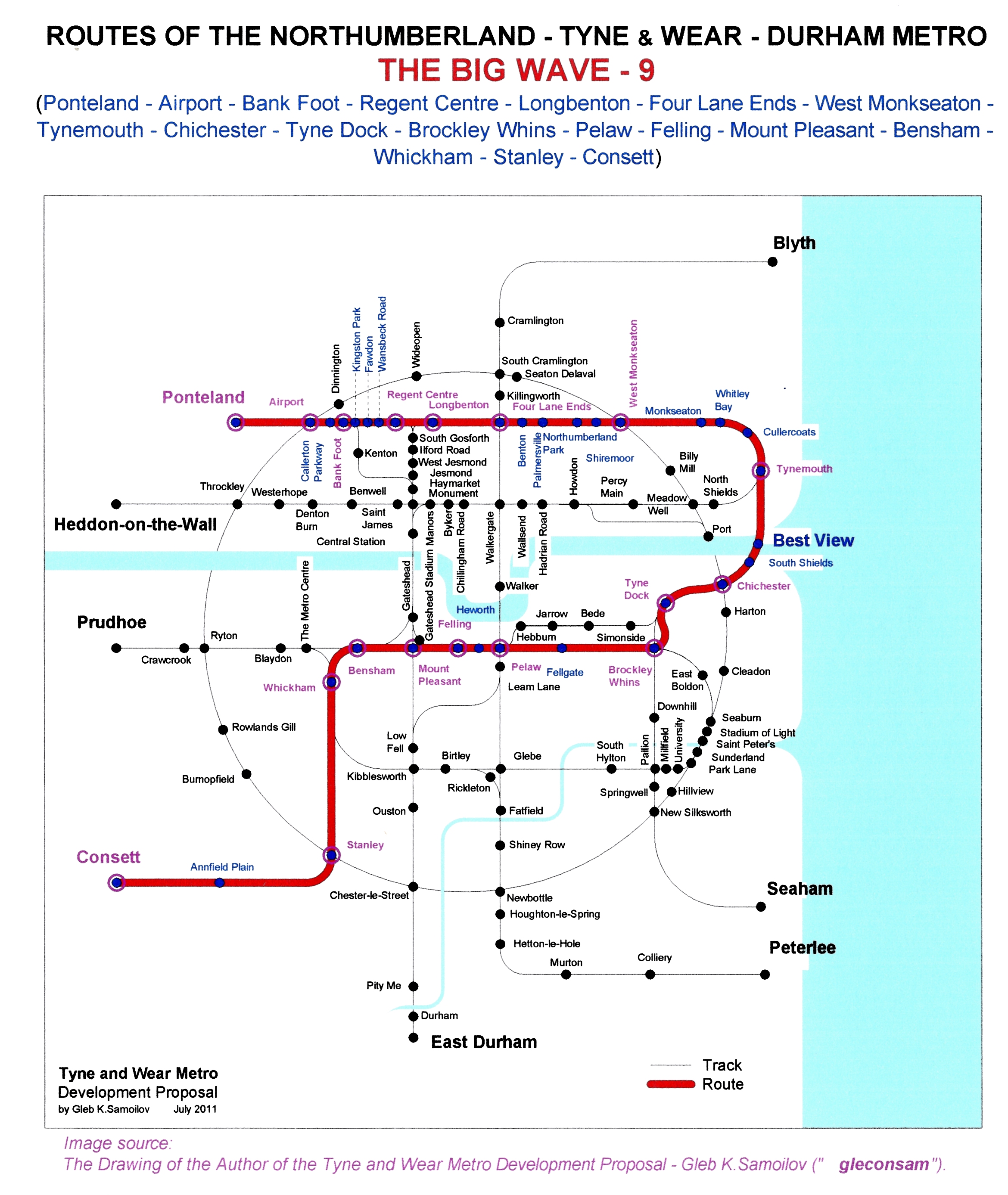 The Tyne and Wear Metro. Developed network routes. The BIG WAVE-9