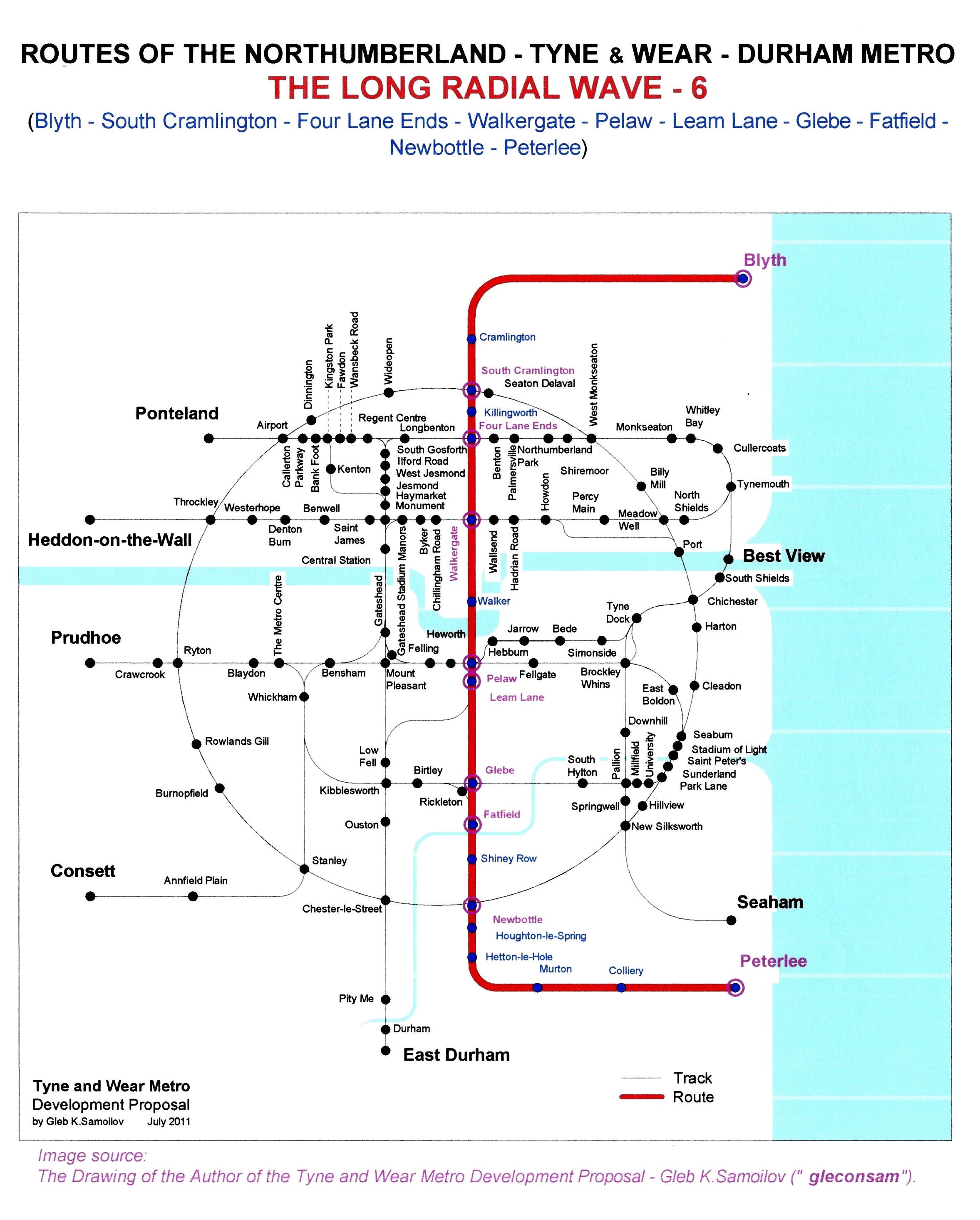 The Tyne and Wear Metro. Developed network routes. The LONG RADIAL WAVE -6