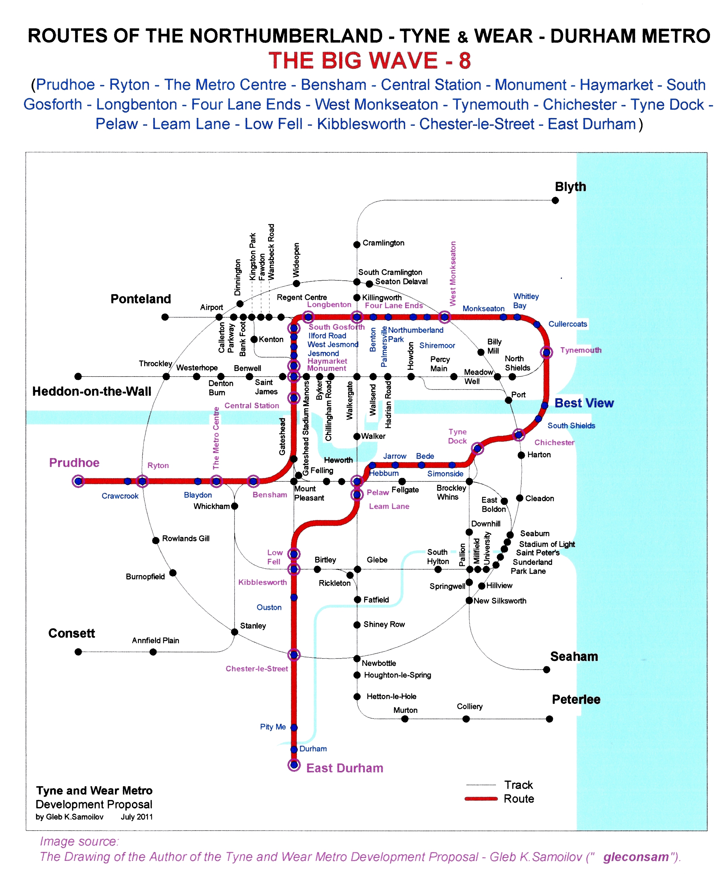 The Tyne and Wear Metro. Developed network routes. The BIG WAVE-8