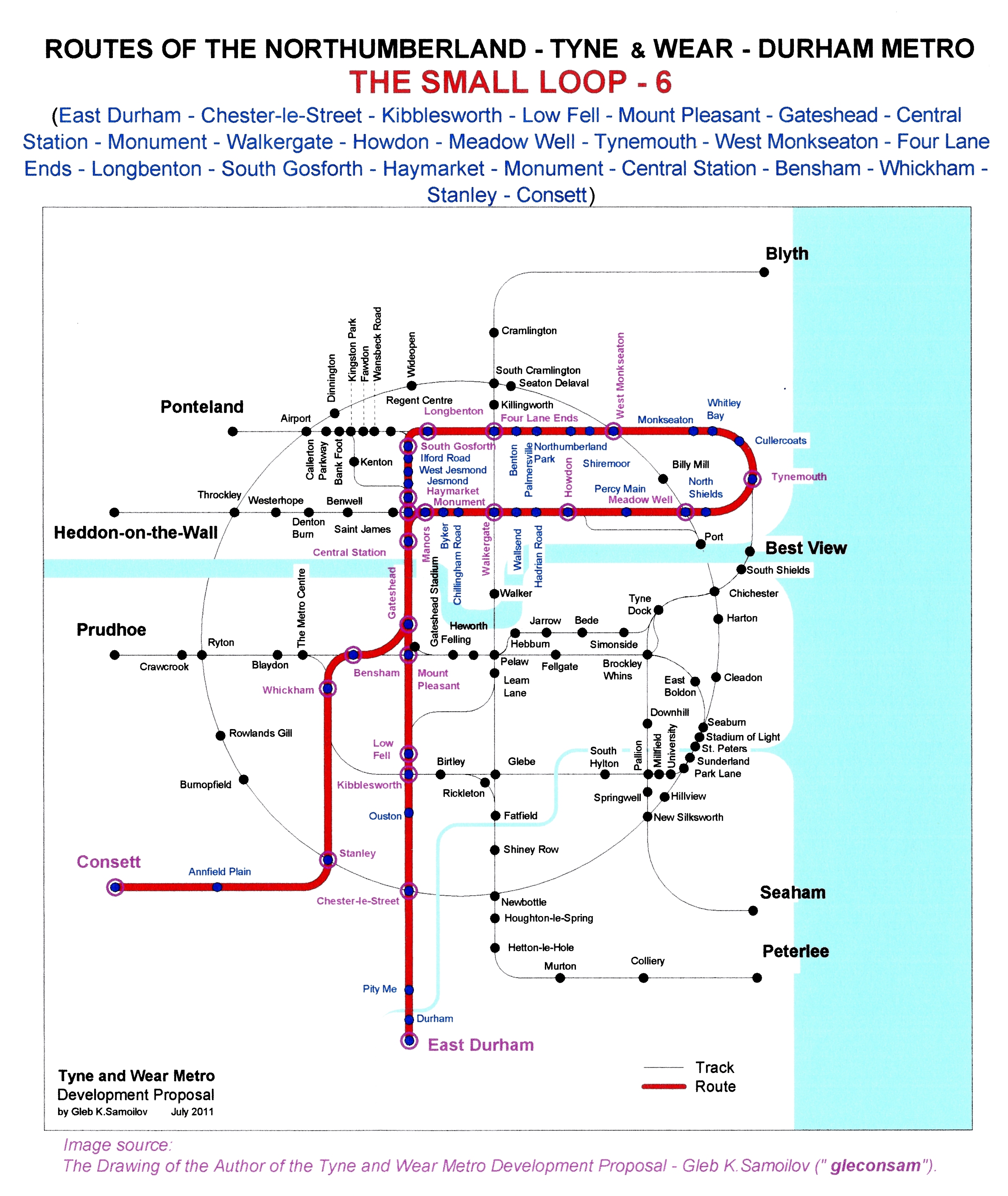 The Tyne and Wear Metro. Developed network routes. The SMALL LOOP -6