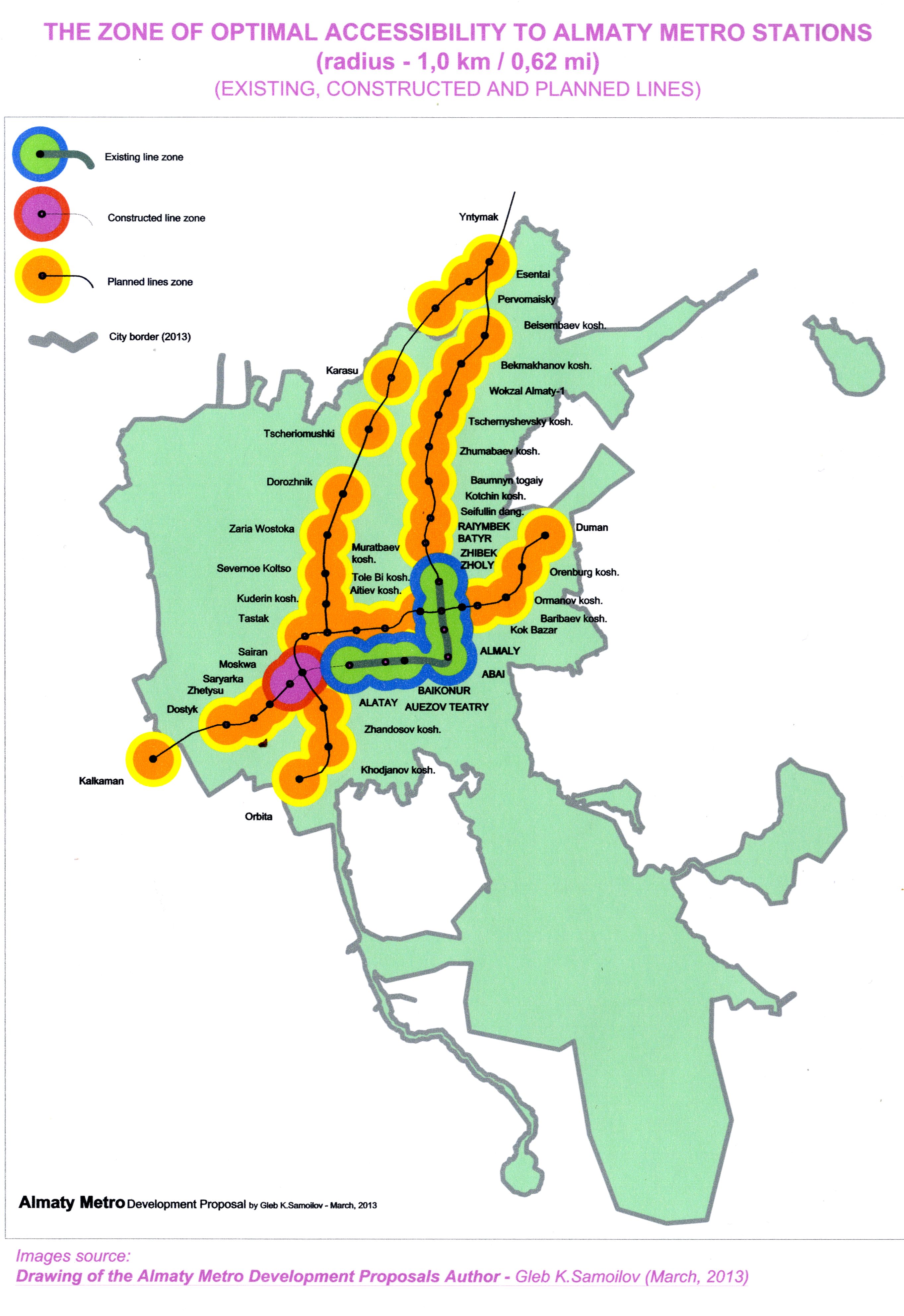  Almaty Metro zones of optimal accessibility 