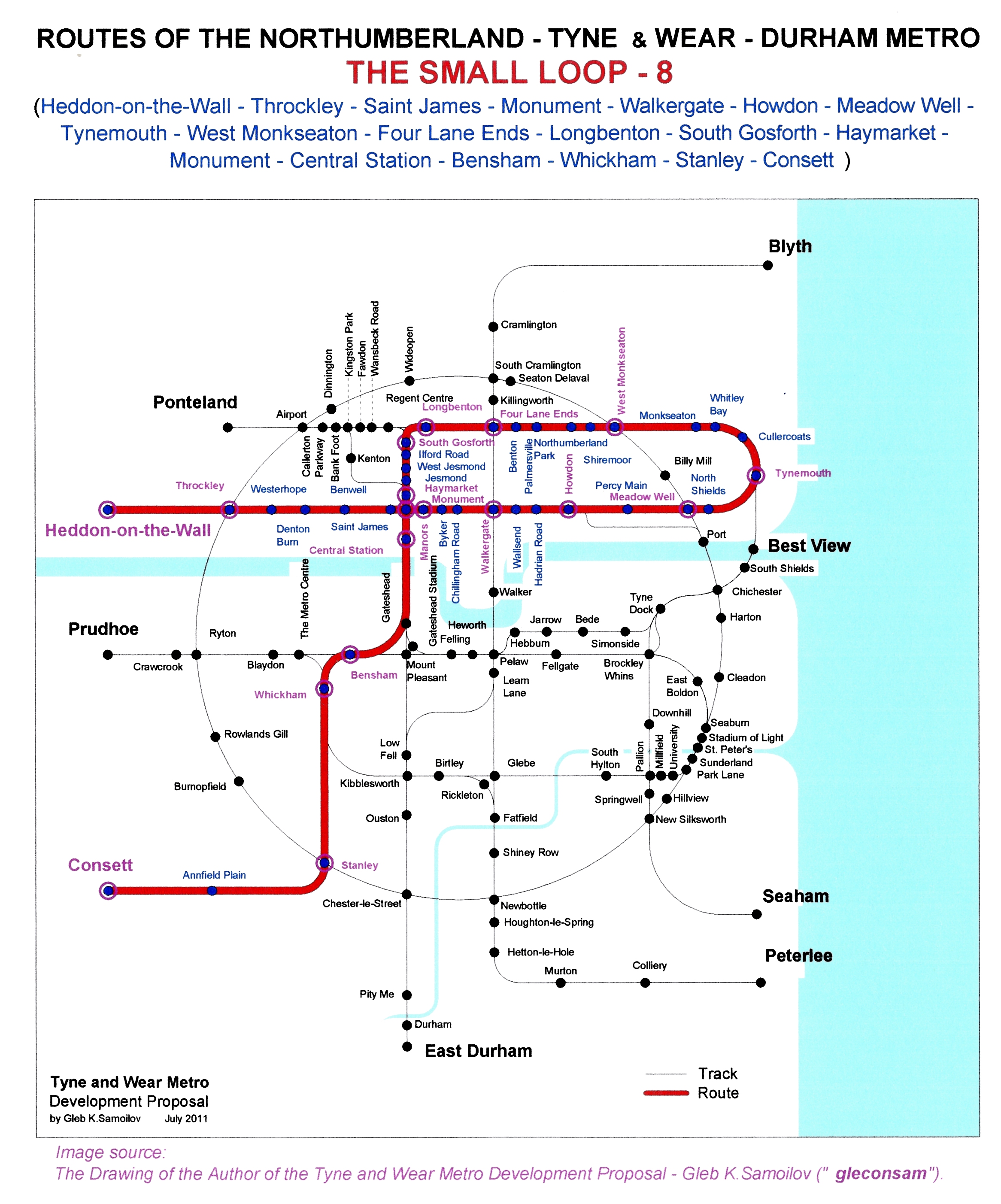 The Tyne and Wear Metro. Developed network routes. The SMALL LOOP -8