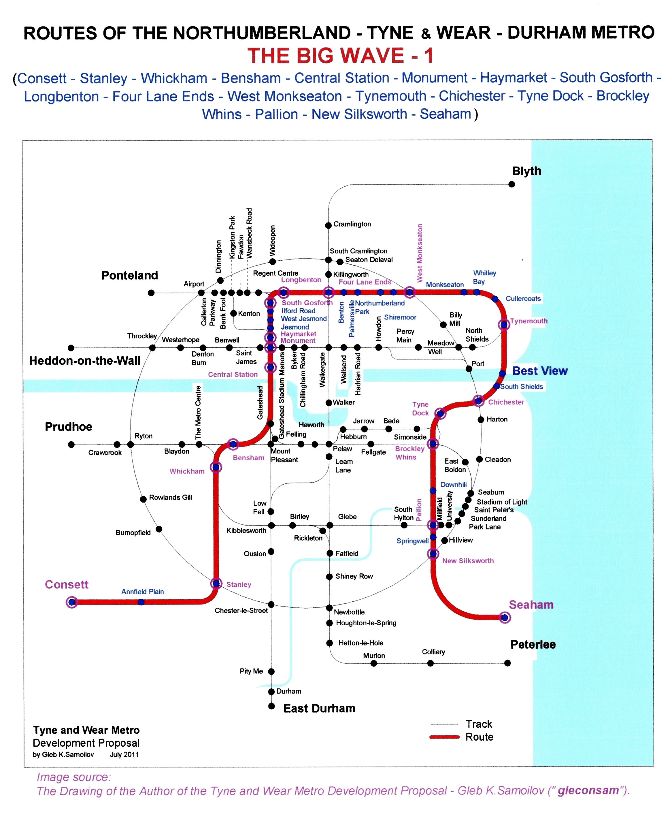 The Tyne and Wear Metro. Developed network routes. The BIG WAVE-1