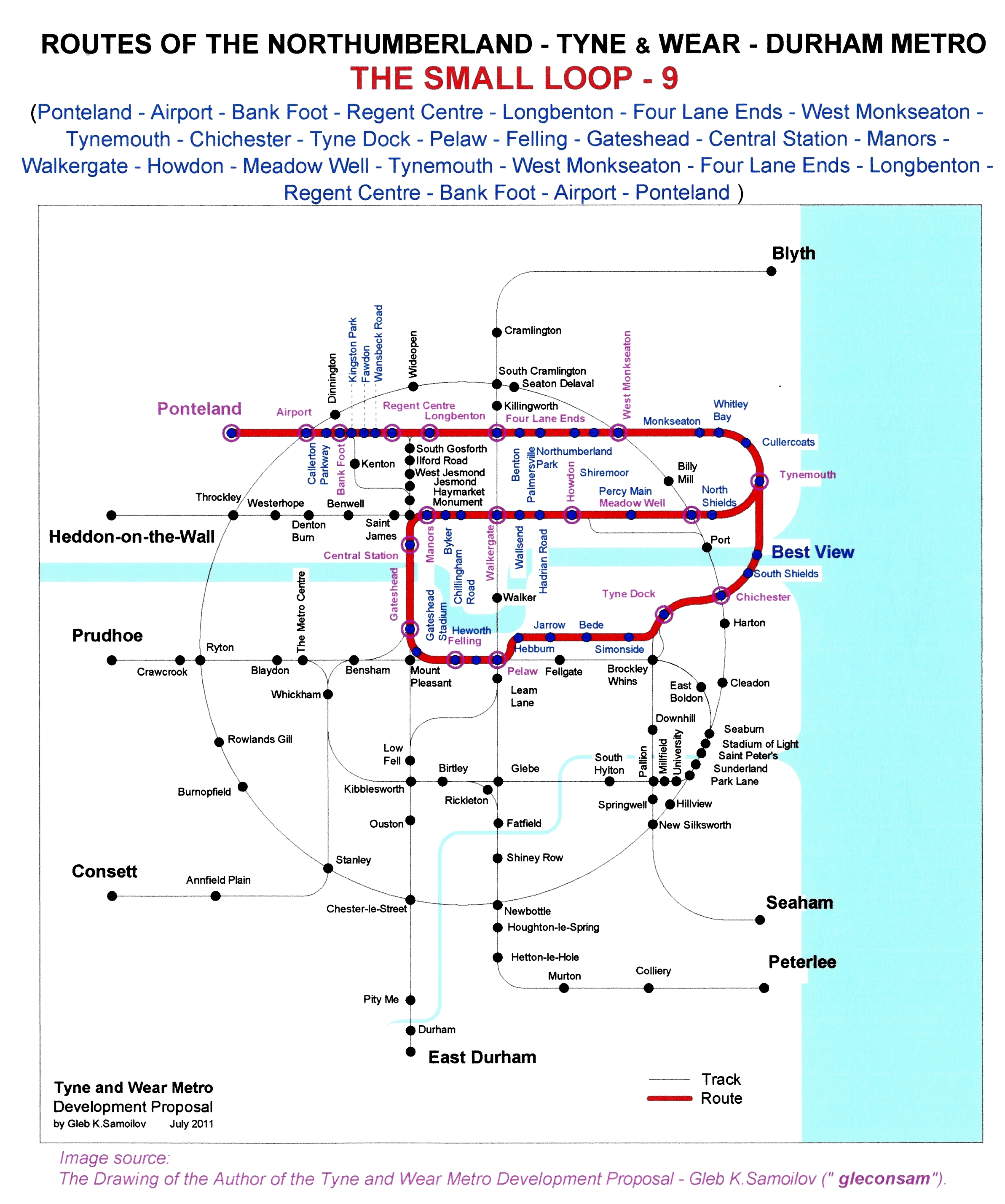 The Tyne and Wear Metro. Developed network routes. The SMALL LOOP -9