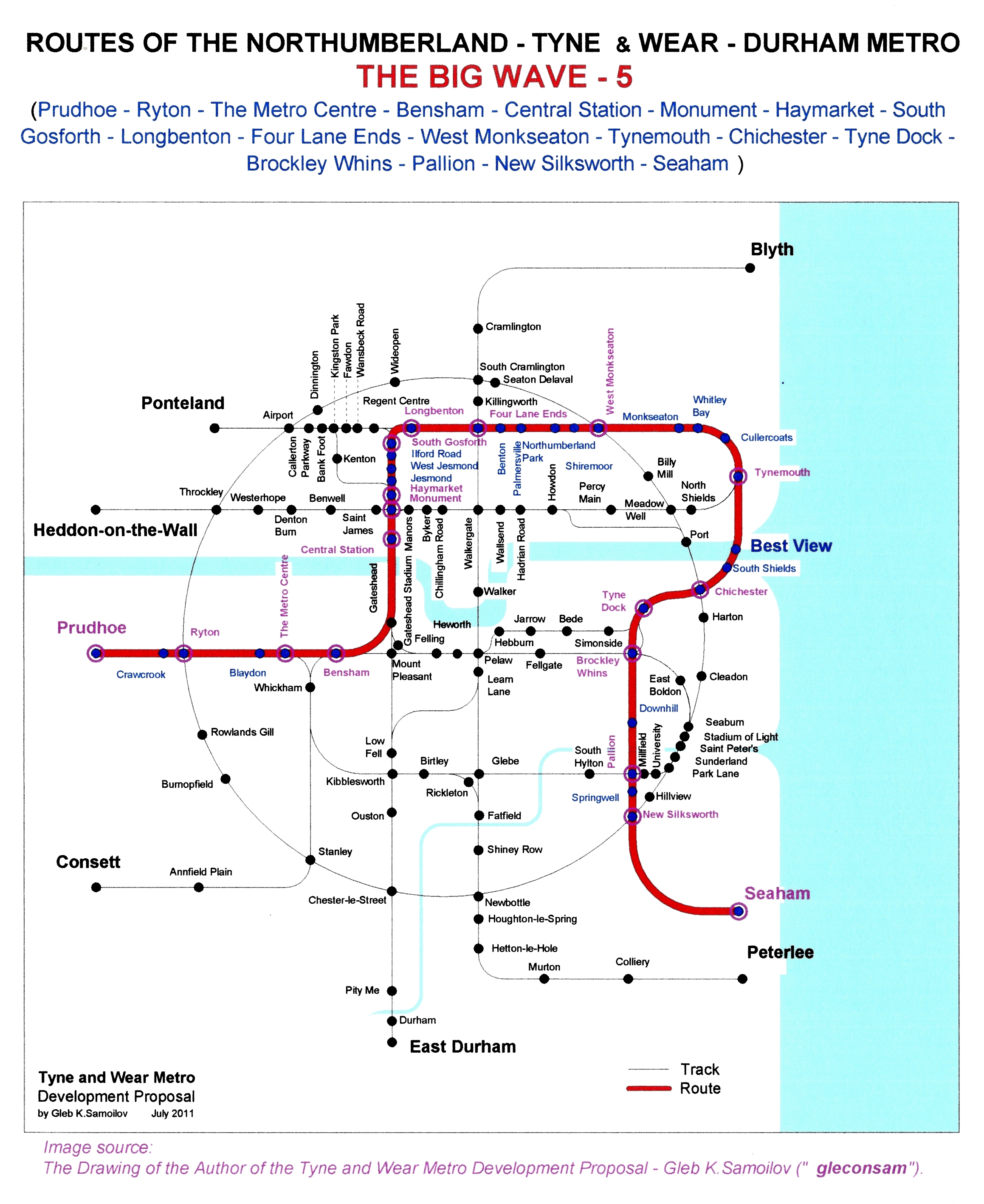 The Tyne and Wear Metro. Developed network routes. The BIG WAVE-5