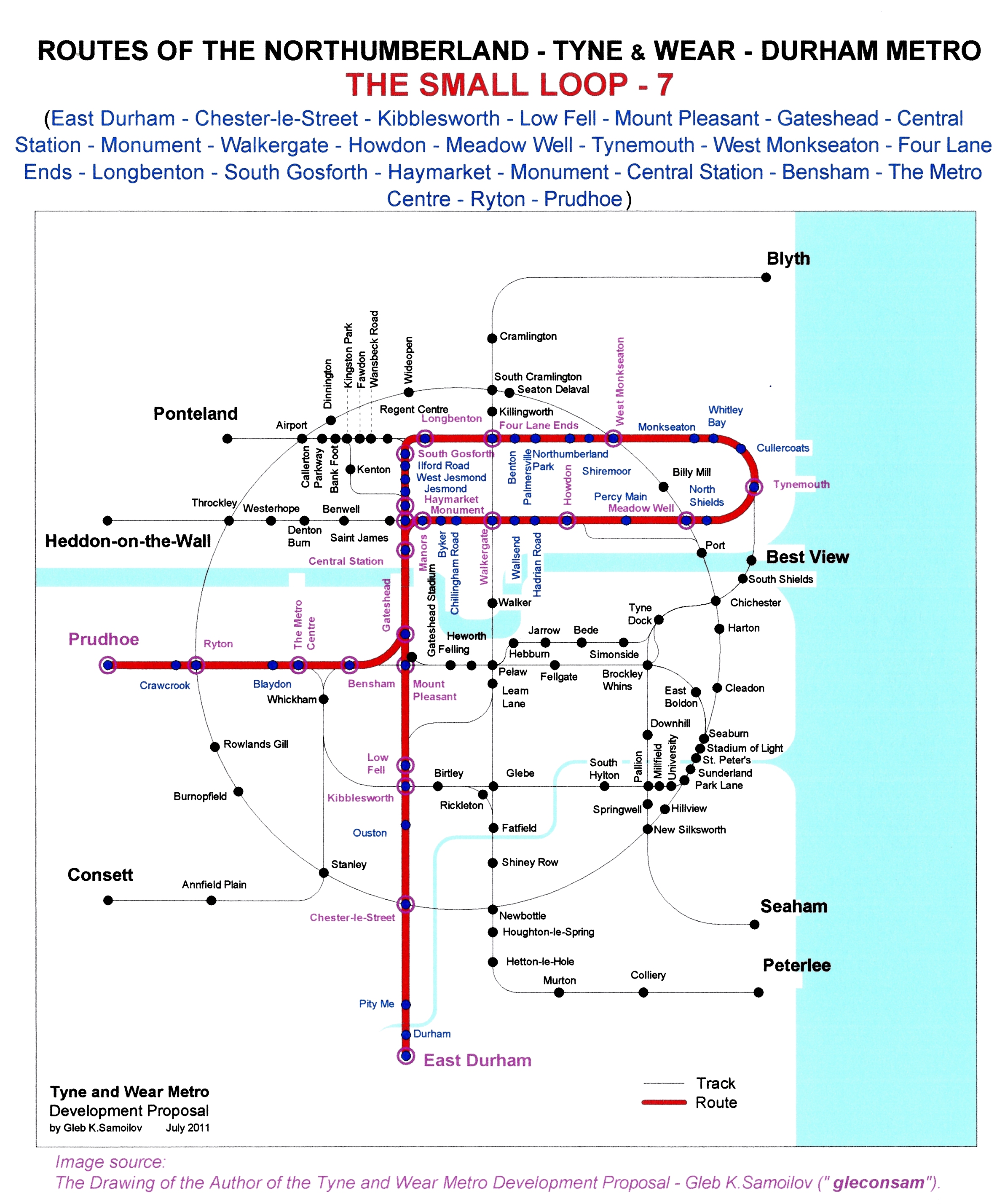 The Tyne and Wear Metro. Developed network routes. The SMALL LOOP -7