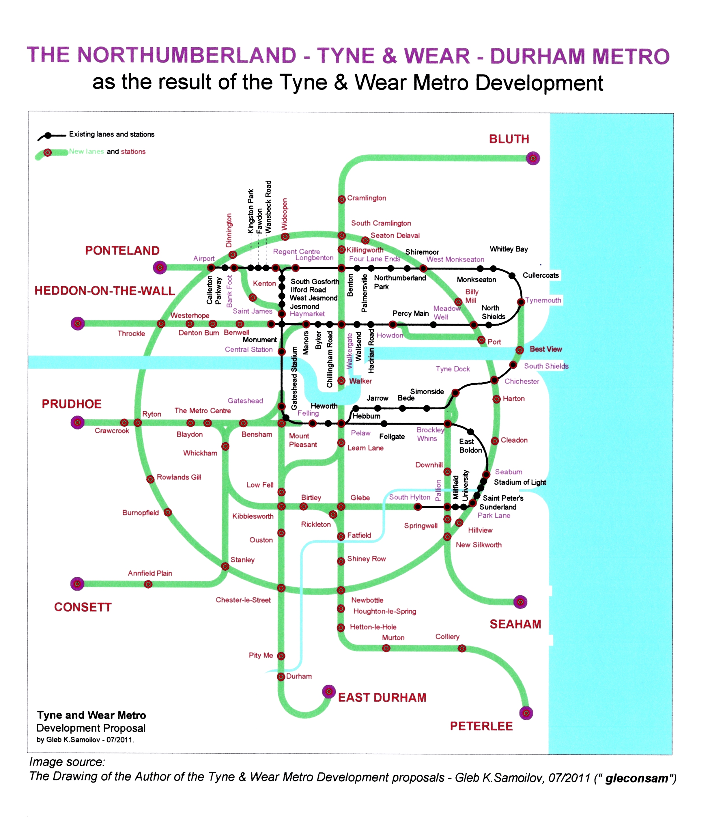 Northumberland - Tyne&Wear - Durham Metro as the result of the Tyne and Wear Metro Development