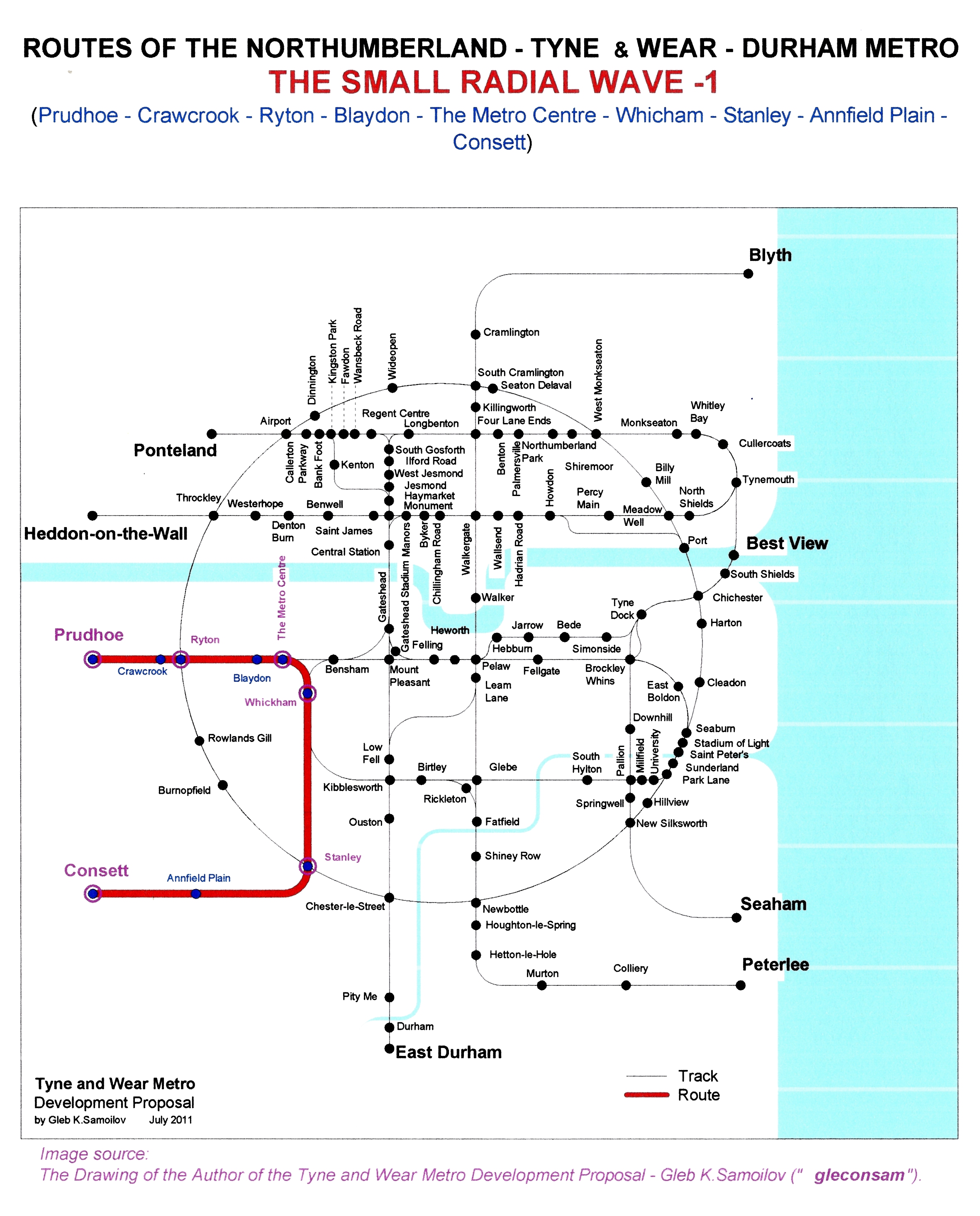The Tyne and Wear Metro. Developed network routes. The SMALL RADIAL WAVE -1