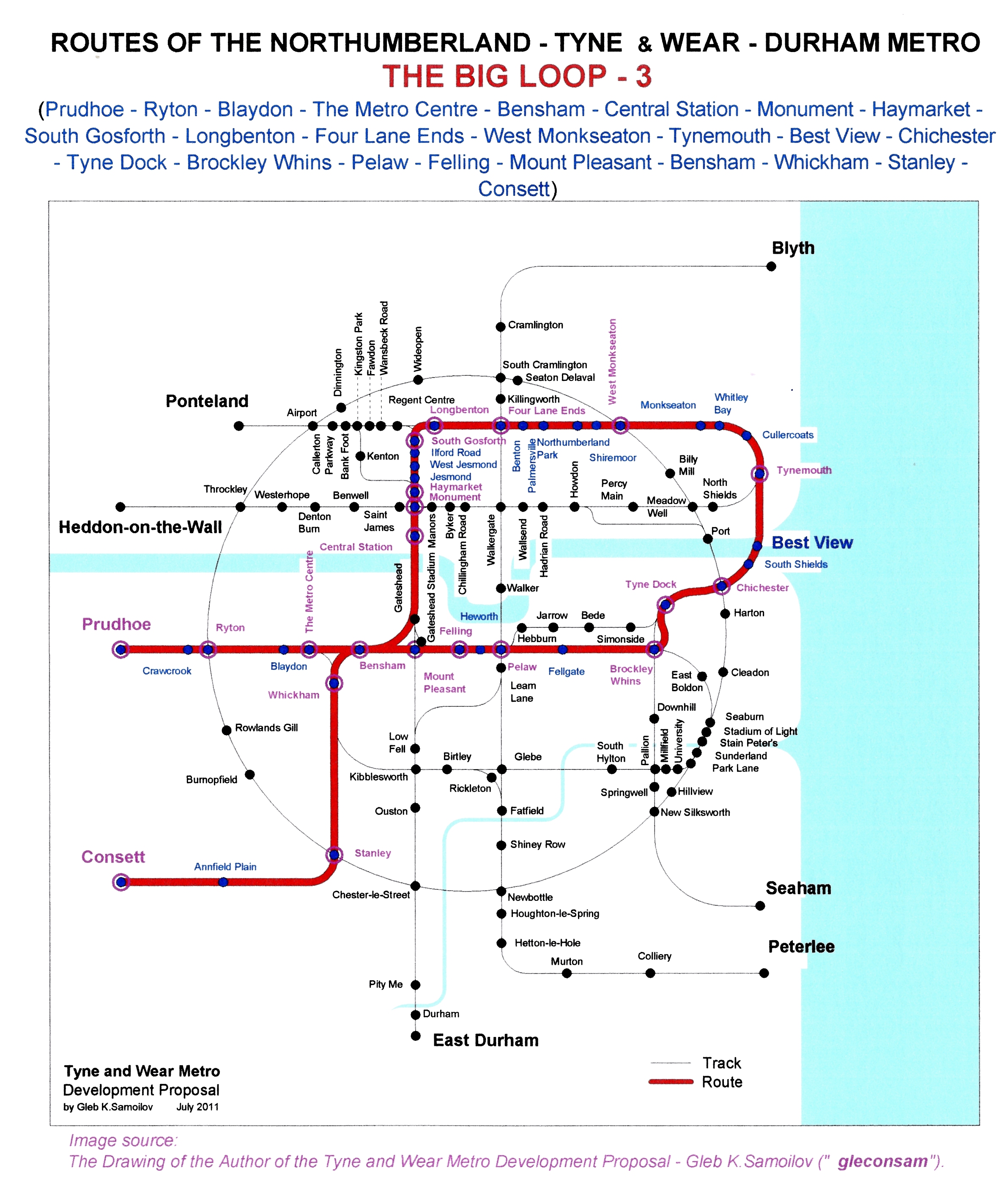 The Tyne and Wear Metro. Developed network routes. The BIG LOOP -3
