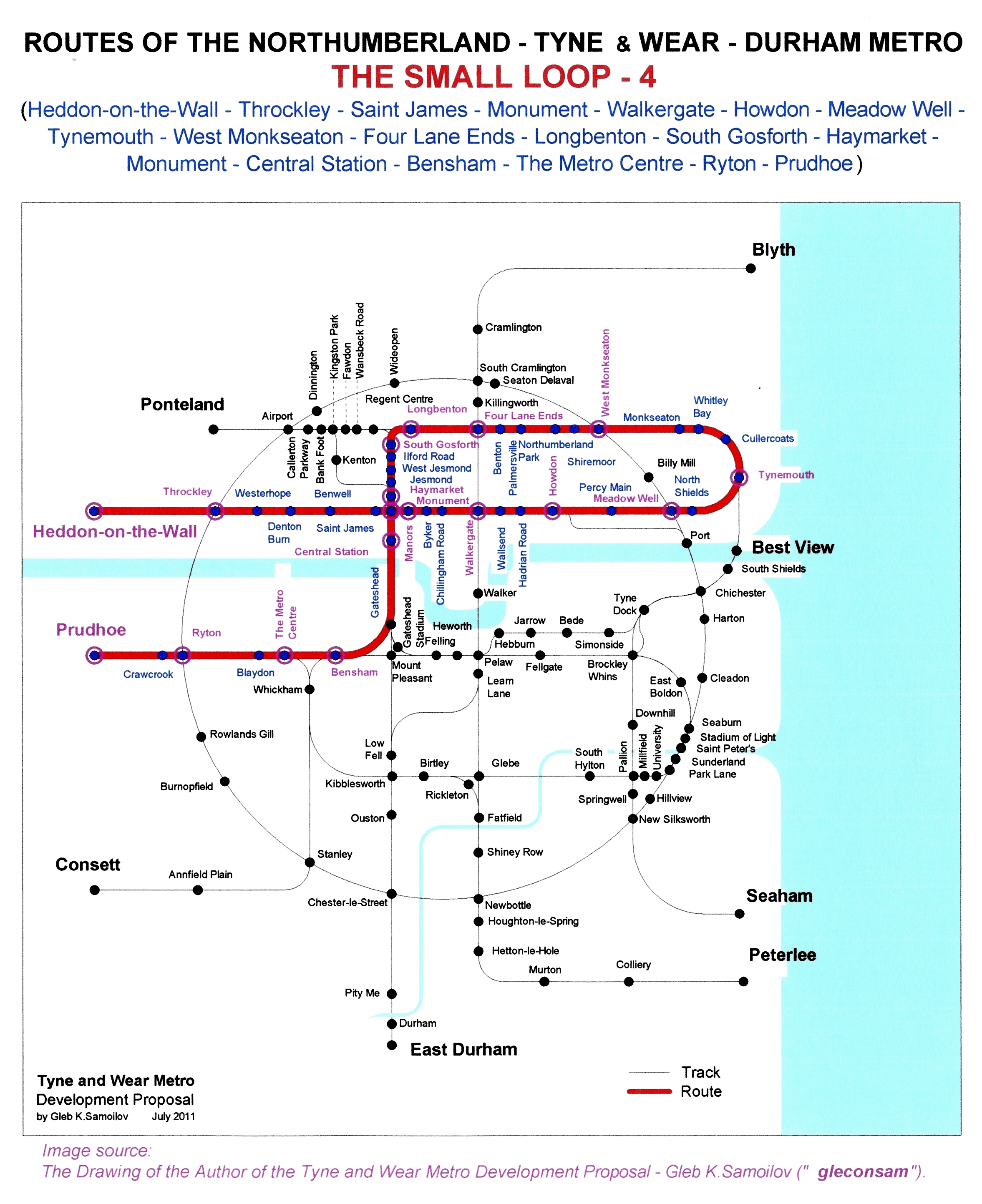 The Tyne and Wear Metro. Developed network routes. The SMALL LOOP -4