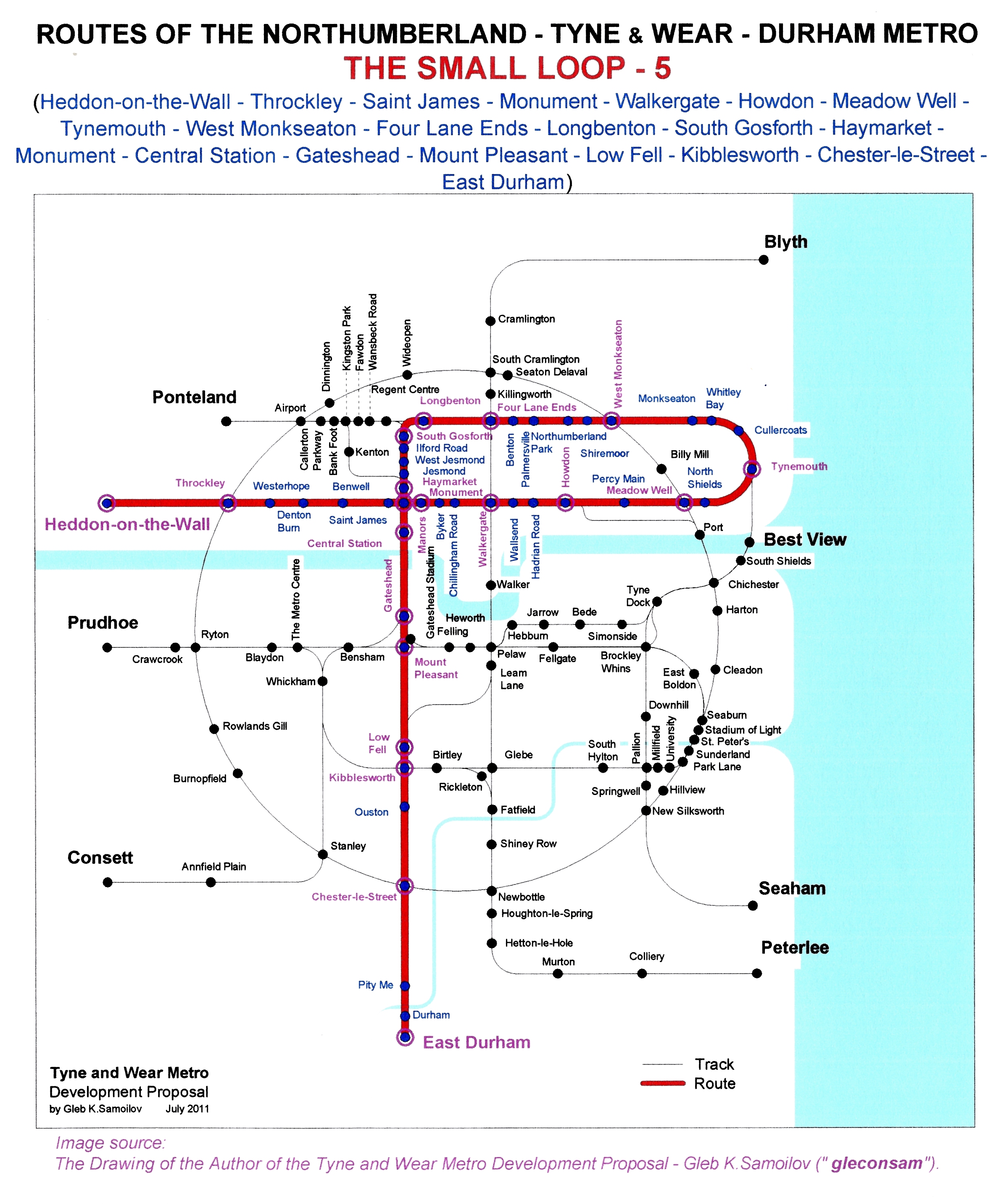 The Tyne and Wear Metro. Developed network routes. The SMALL LOOP -5