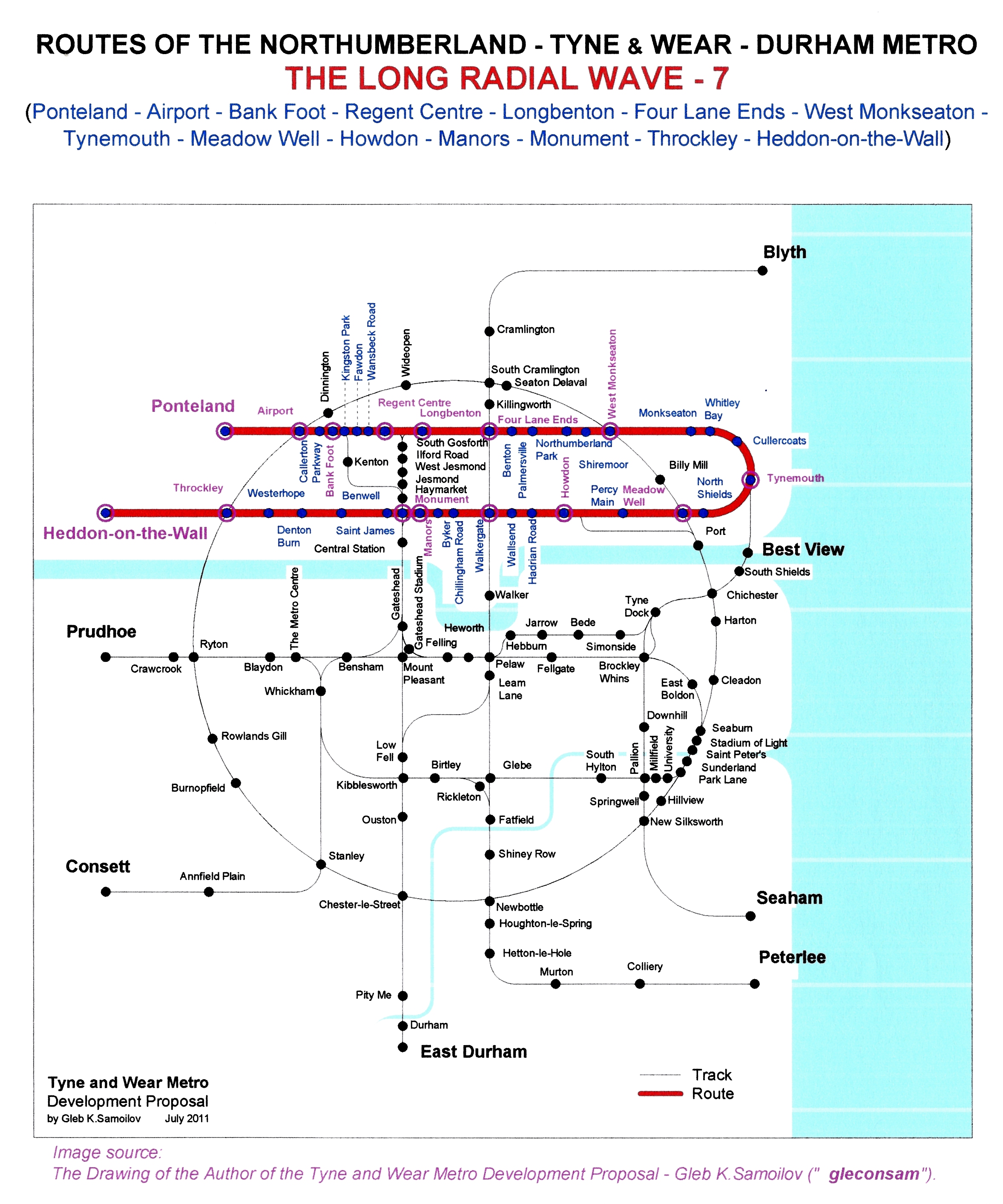 The Tyne and Wear Metro. Developed network routes. The LONG RADIAL WAVE -7