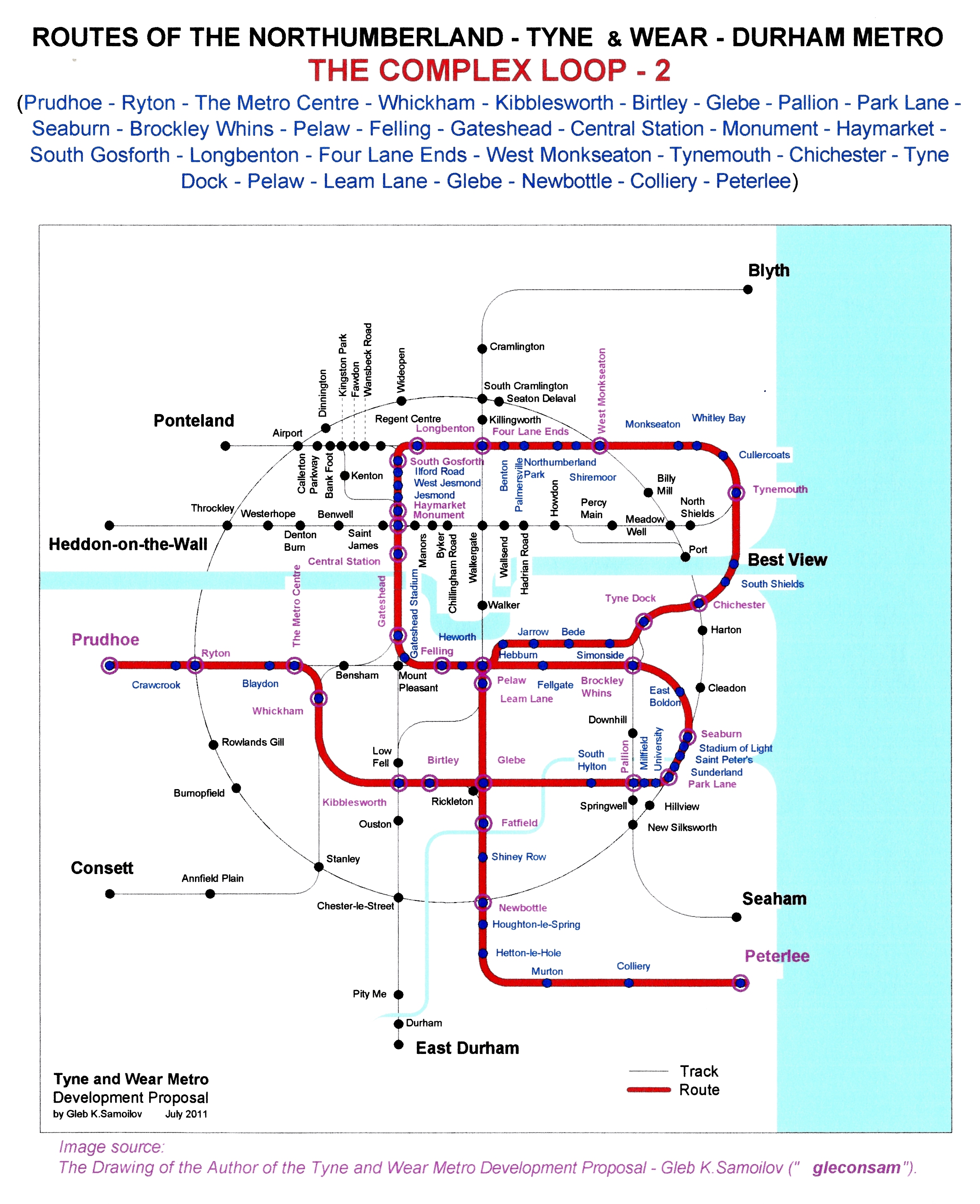 The Tyne and Wear Metro. Developed network routes. The COMPLEX LOOP -2