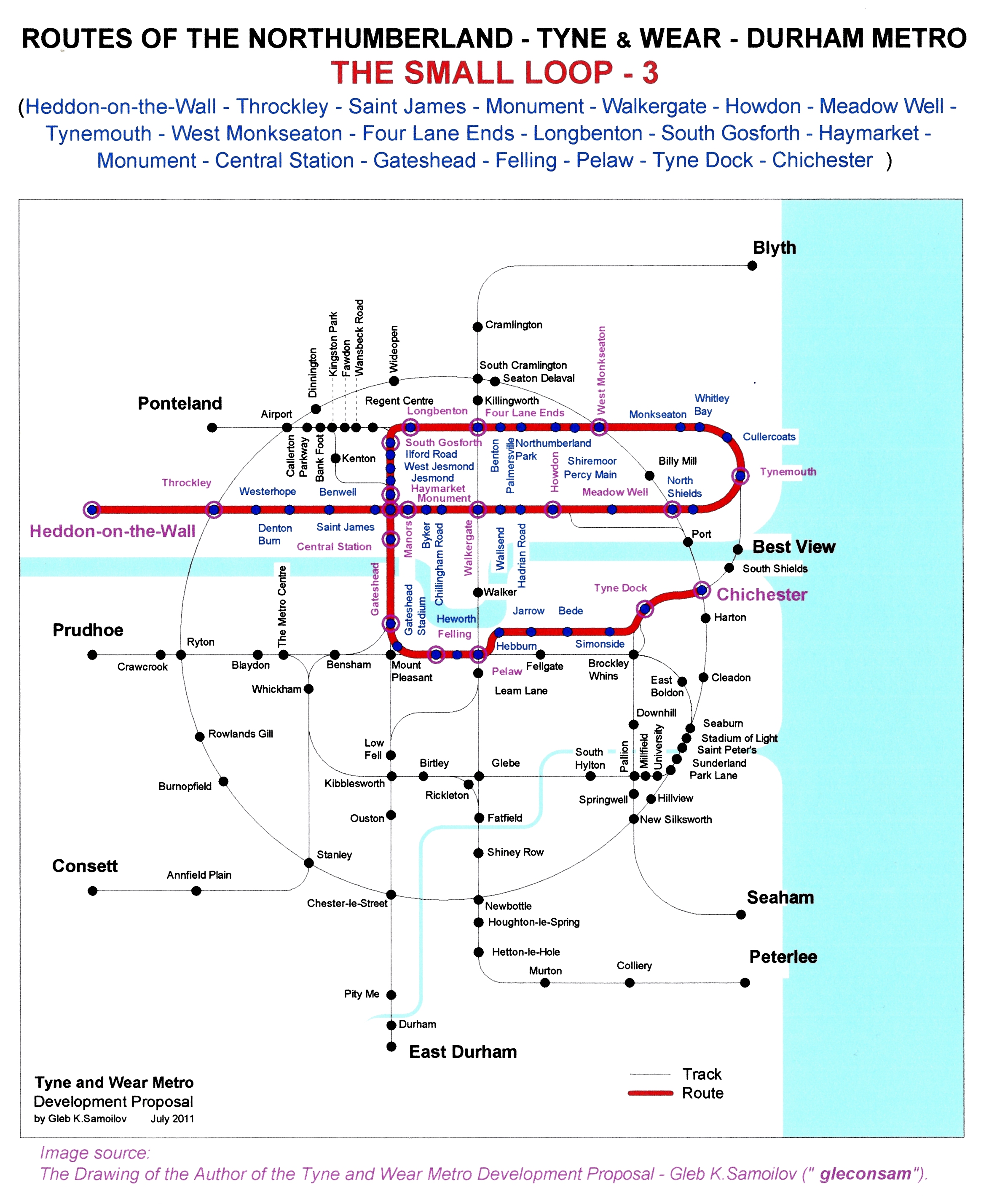 The Tyne and Wear Metro. Developed network routes. The SMALL LOOP -3