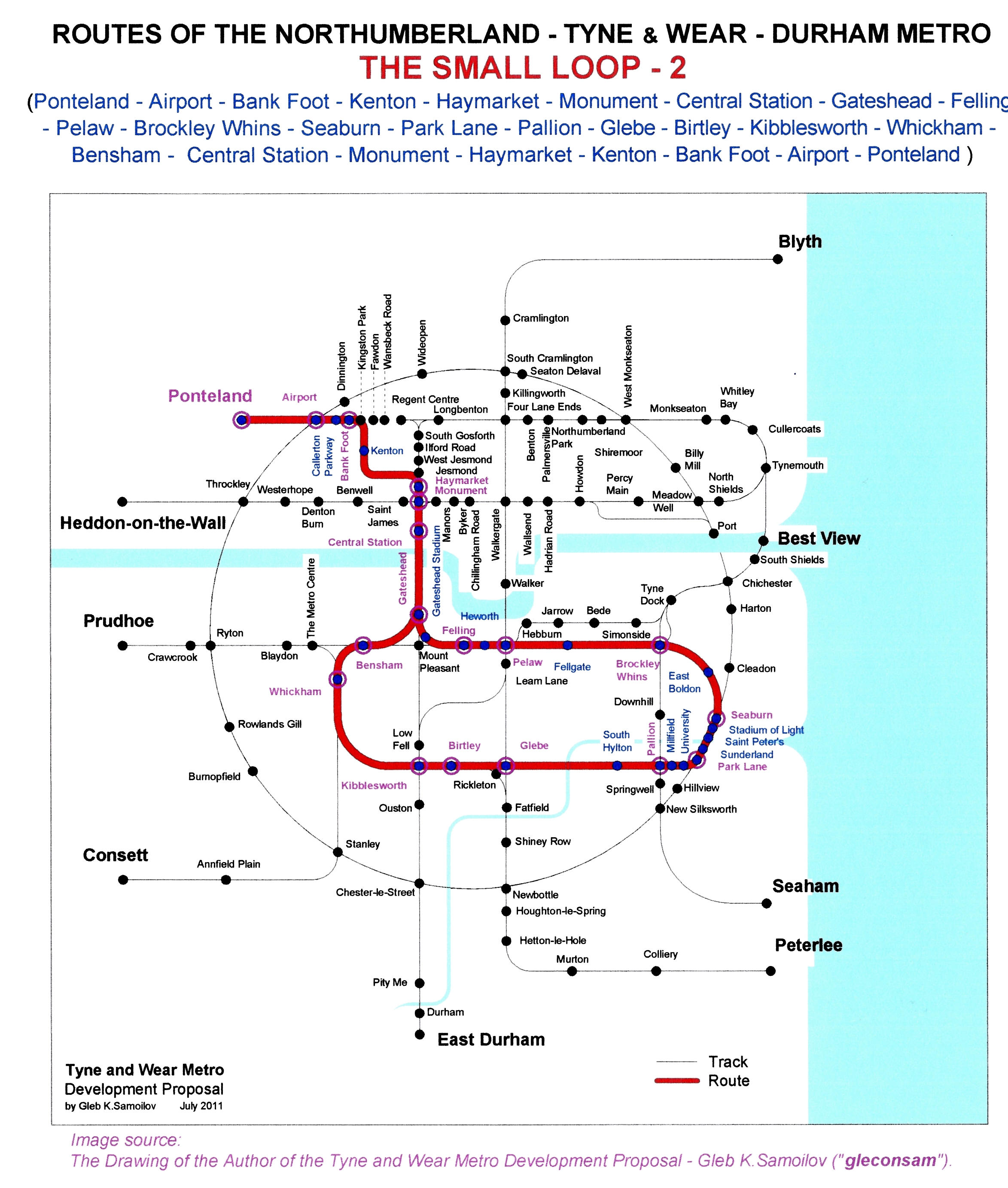 The Tyne and Wear Metro. Developed network routes. The SMALL LOOP -2
