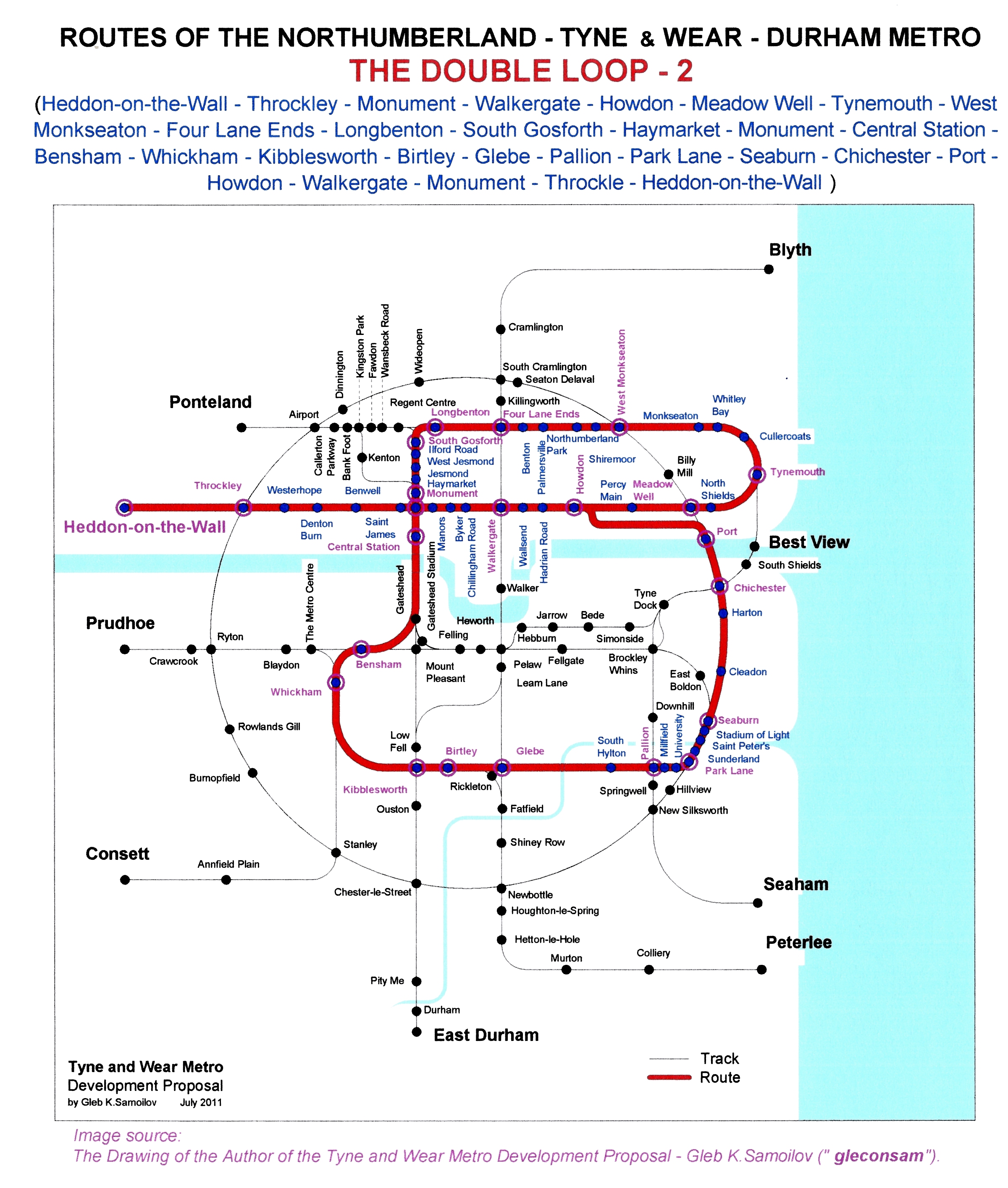 The Tyne and Wear Metro. Developed network routes. The DOUBLE LOOP -2
