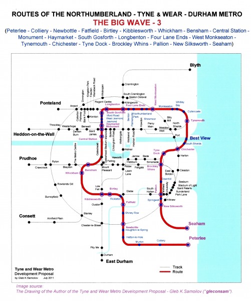 The Tyne and Wear Metro. Developed network routes. The BIG WAVE-3