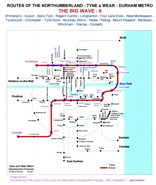 The Tyne and Wear Metro. Developed network routes. The BIG WAVE-9