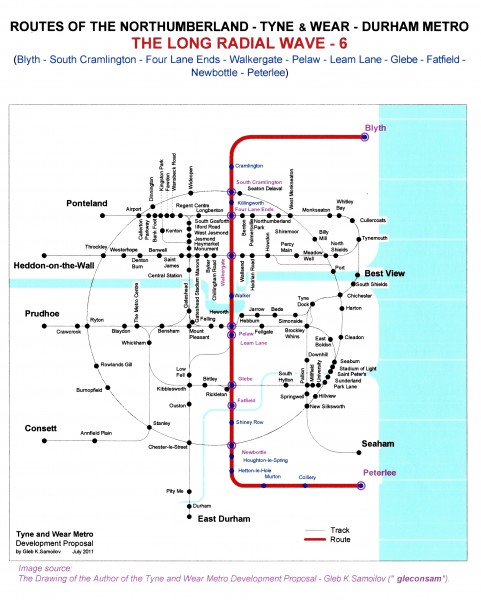 The Tyne and Wear Metro. Developed network routes. The LONG RADIAL WAVE -6