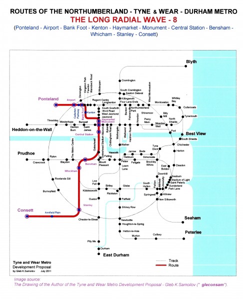 The Tyne and Wear Metro. Developed network routes. The LONG RADIAL WAVE -8