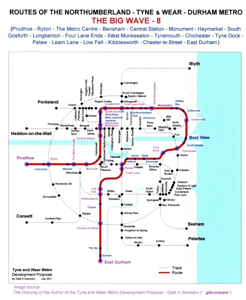 The Tyne and Wear Metro. Developed network routes. The BIG WAVE-8