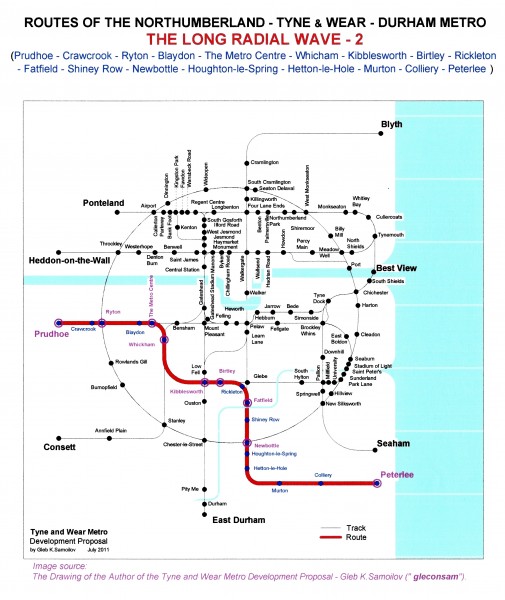 The Tyne and Wear Metro. Developed network routes. The LONG RADIAL WAVE -2