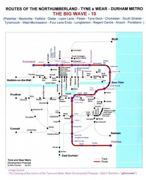 The Tyne and Wear Metro. Developed network routes.The BIG WAVE-10