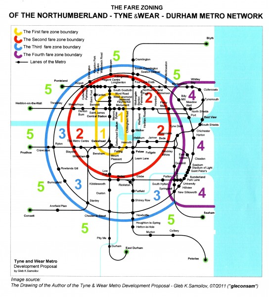 The Tyne and Wear Metro. The Fare zoning of the Developed Network