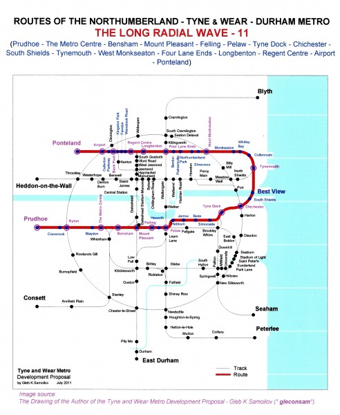 The Tyne and Wear Metro. Developed network routes. The LONG RADIAL WAVE -11