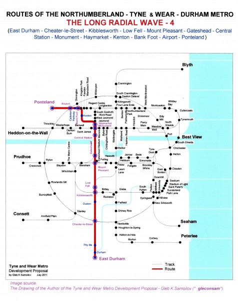 The Tyne and Wear Metro. Developed network routes. The LONG RADIAL WAVE -4