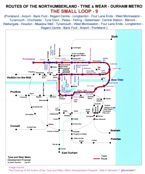 The Tyne and Wear Metro. Developed network routes. The SMALL LOOP -9