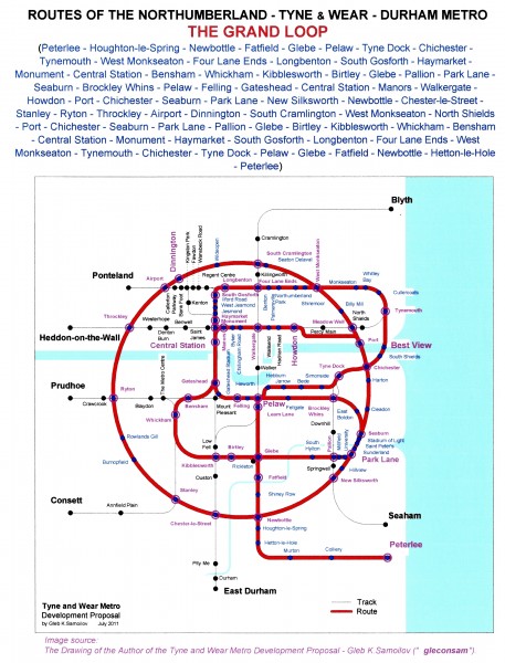 The Tyne and Wear Metro. Developed network routes. The GRAND LOOP