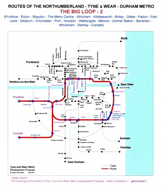The Tyne and Wear Metro. Developed network routes. The BIG LOOP -2