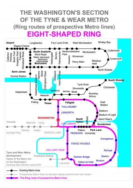 THE EIGHT-SHAPED RING – Night Ring route of prospective Tyne and Wear Metro lines at the Washington’s section