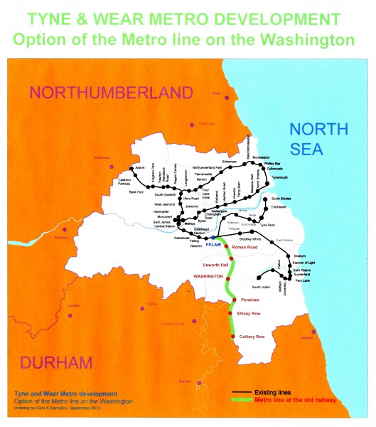 Tyne and Wear Metro development - Option of the Metro line on the Washington