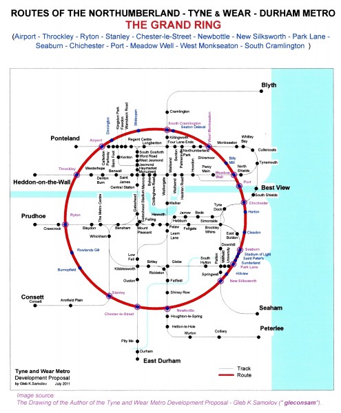 The Tyne and Wear Metro. Developed network routes. The GRAND RING