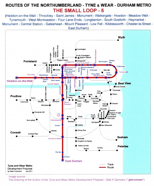 The Tyne and Wear Metro. Developed network routes. The SMALL LOOP -5
