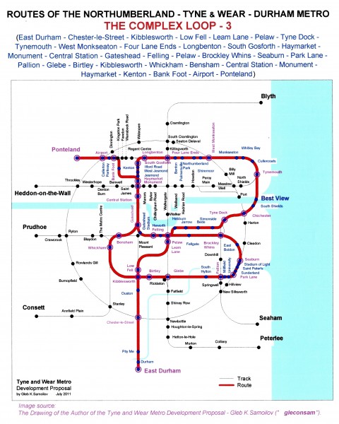The Tyne and Wear Metro. Developed network routes. The COMPLEX LOOP -3