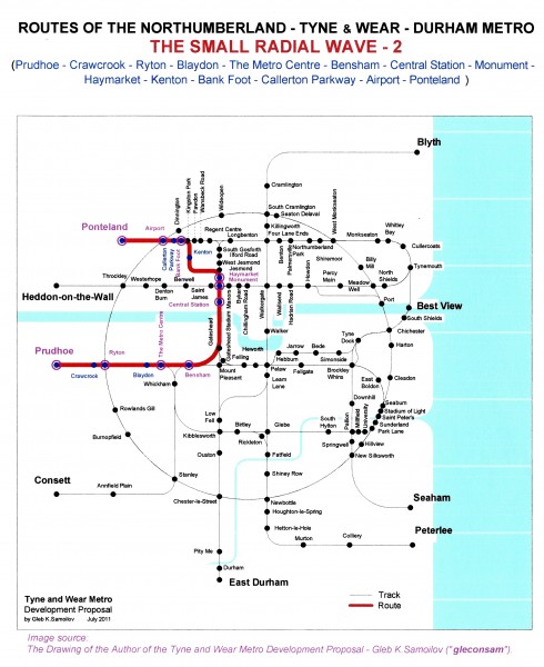 The Tyne and Wear Metro. Developed network routes. The SMALL RADIAL WAVE -2