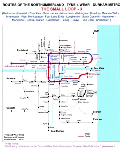 The Tyne and Wear Metro. Developed network routes. The SMALL LOOP -3