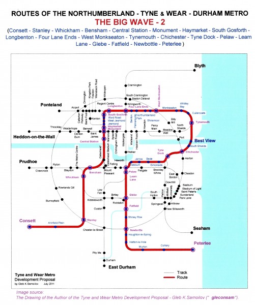 The Tyne and Wear Metro. Developed network routes. The BIG WAVE-2