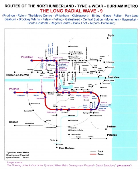 The Tyne and Wear Metro. Developed network routes. The LONG RADIAL WAVE -9