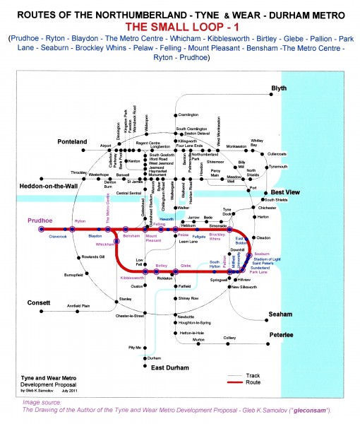 The Tyne and Wear Metro. Developed network routes. The SMALL LOOP -1