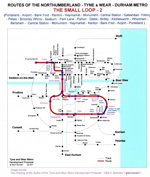 The Tyne and Wear Metro. Developed network routes. The SMALL LOOP -2