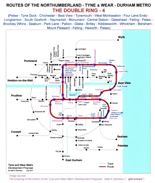 The Tyne and Wear Metro. Developed network routes. The DOUBLE RING -4