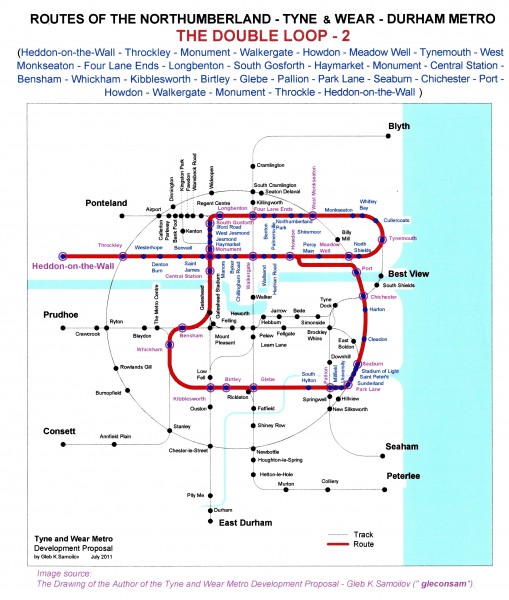The Tyne and Wear Metro. Developed network routes. The DOUBLE LOOP -2