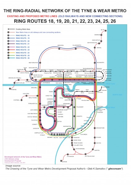the Ring-Radial network of the Tyne and Wear Metro – ring routes 18 - 26