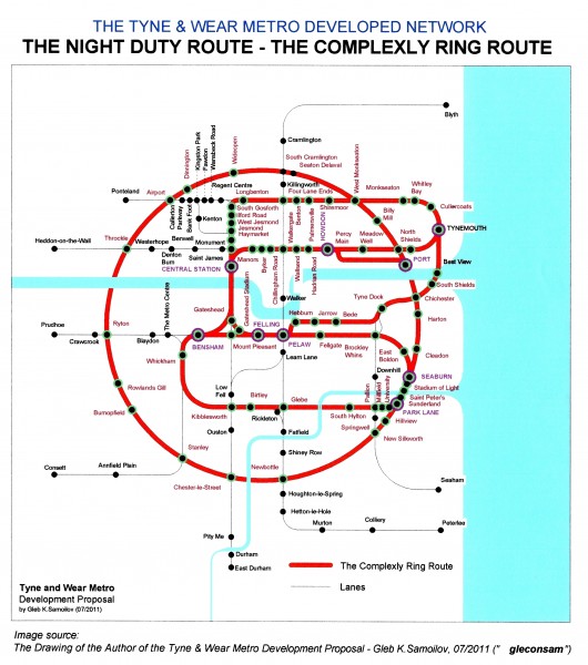  Special and complex routes in the Developed network of the Tyne and Wear Metro